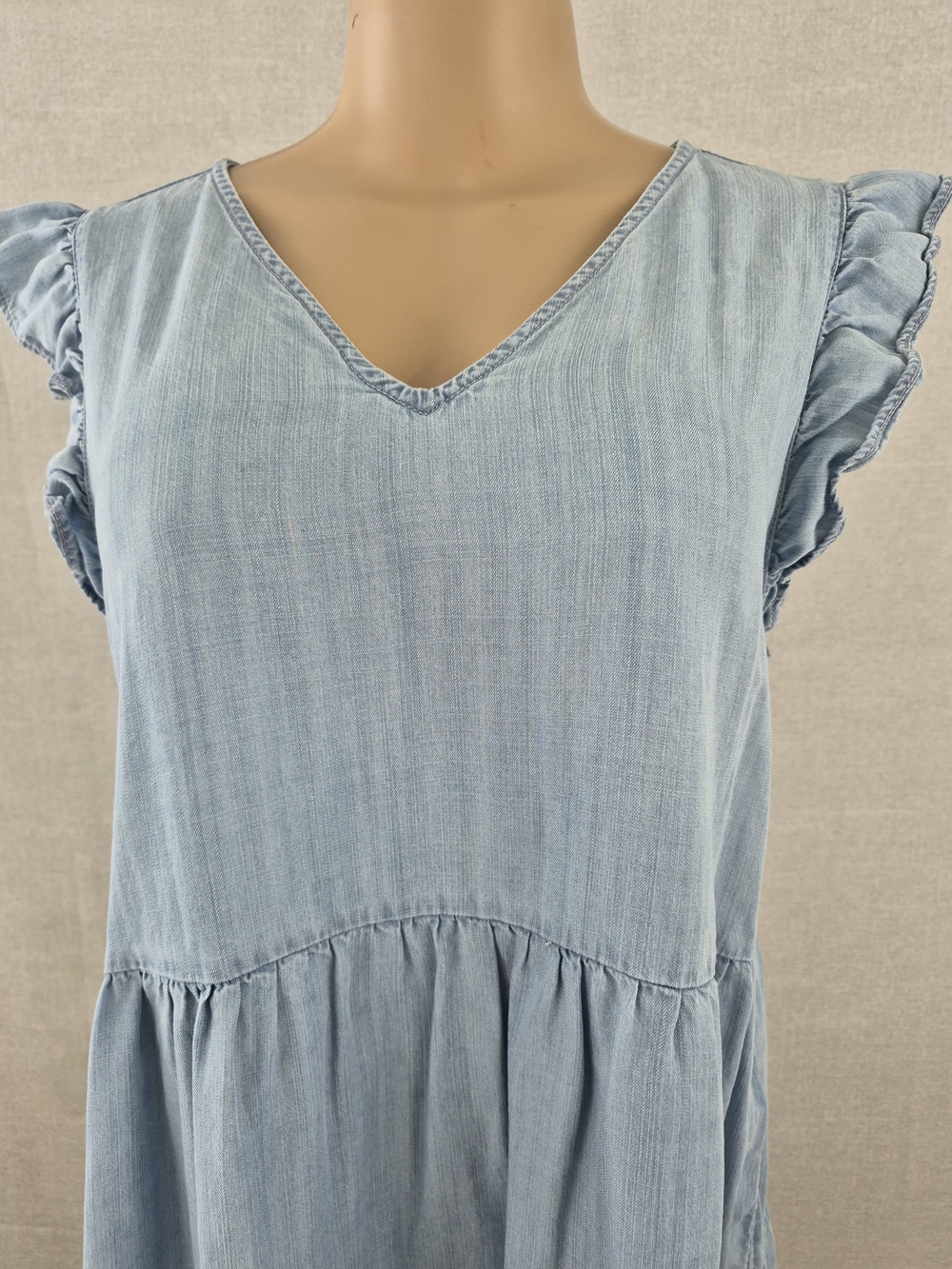 LOFT Light Blue Ruffle Sleeve Midi Dress Size M (SKU 0054) - Picture 3 of 15